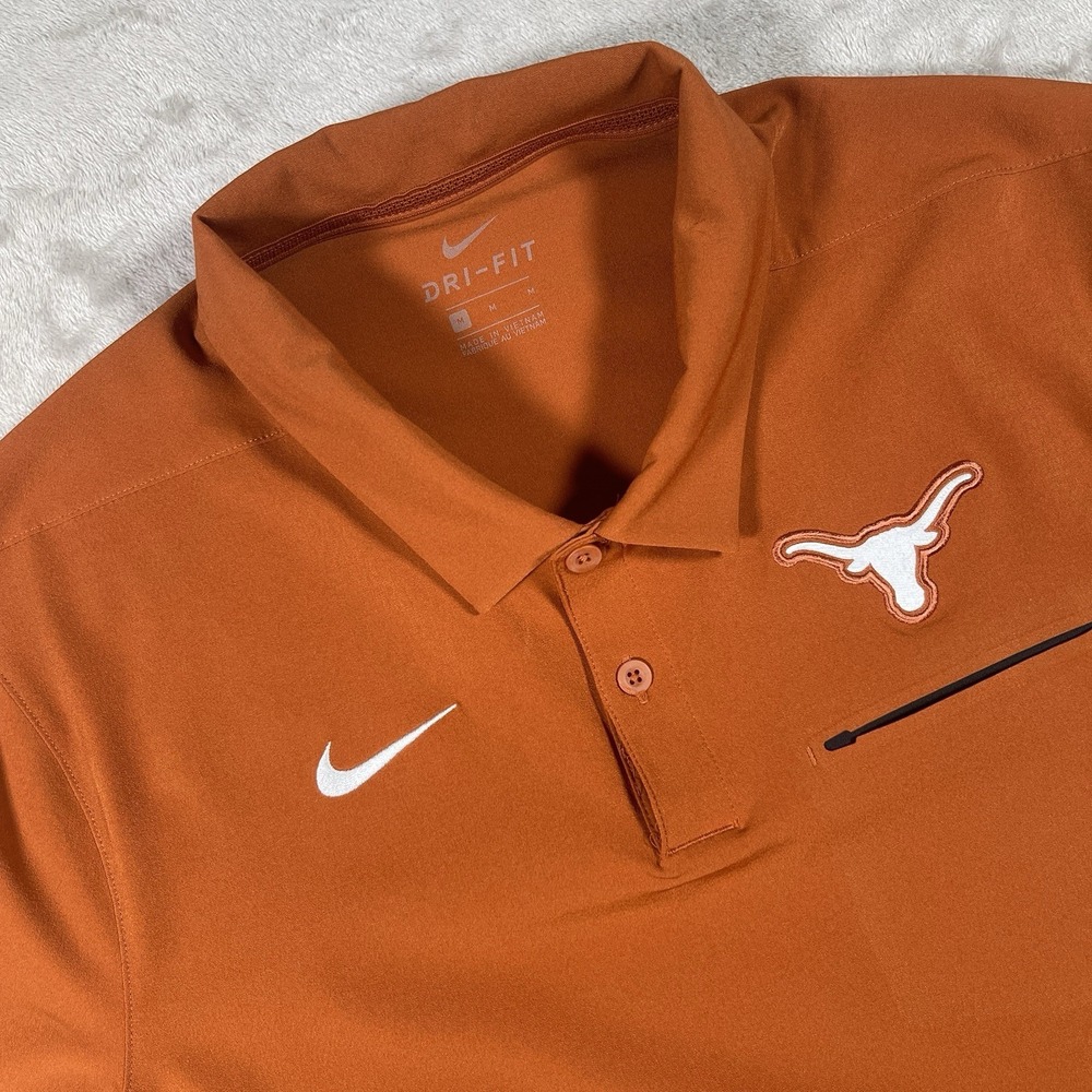 Nike Elite Coaches On Field Texas Longhorns Polo Shirt Mens M Orange Dri Fit